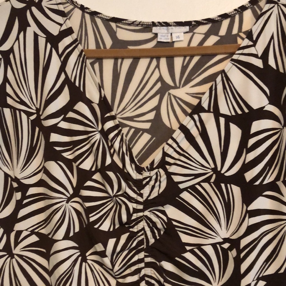 London Times Sleeveless Brown Print Dress Size 14 - Picture 2 of 5